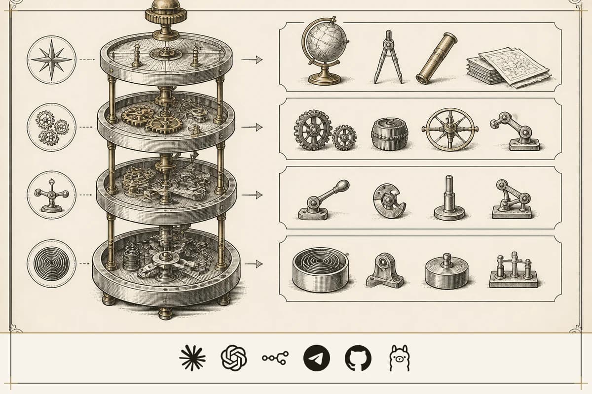 The agentic-OS tool stack: the four layers and what to run in each